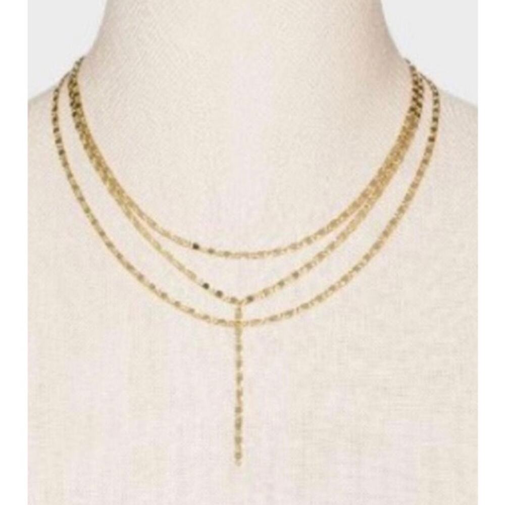 SUGARFIX by BaubleBar Layered Y-Chain Necklace Gold  plated Boho Jewelry